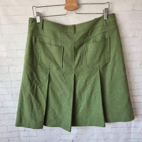 Lilly Pulitzer VTG Y2K Wool Blend Pleated Skirt Size 12 Green Preppy Academia - Picture 4 of 8